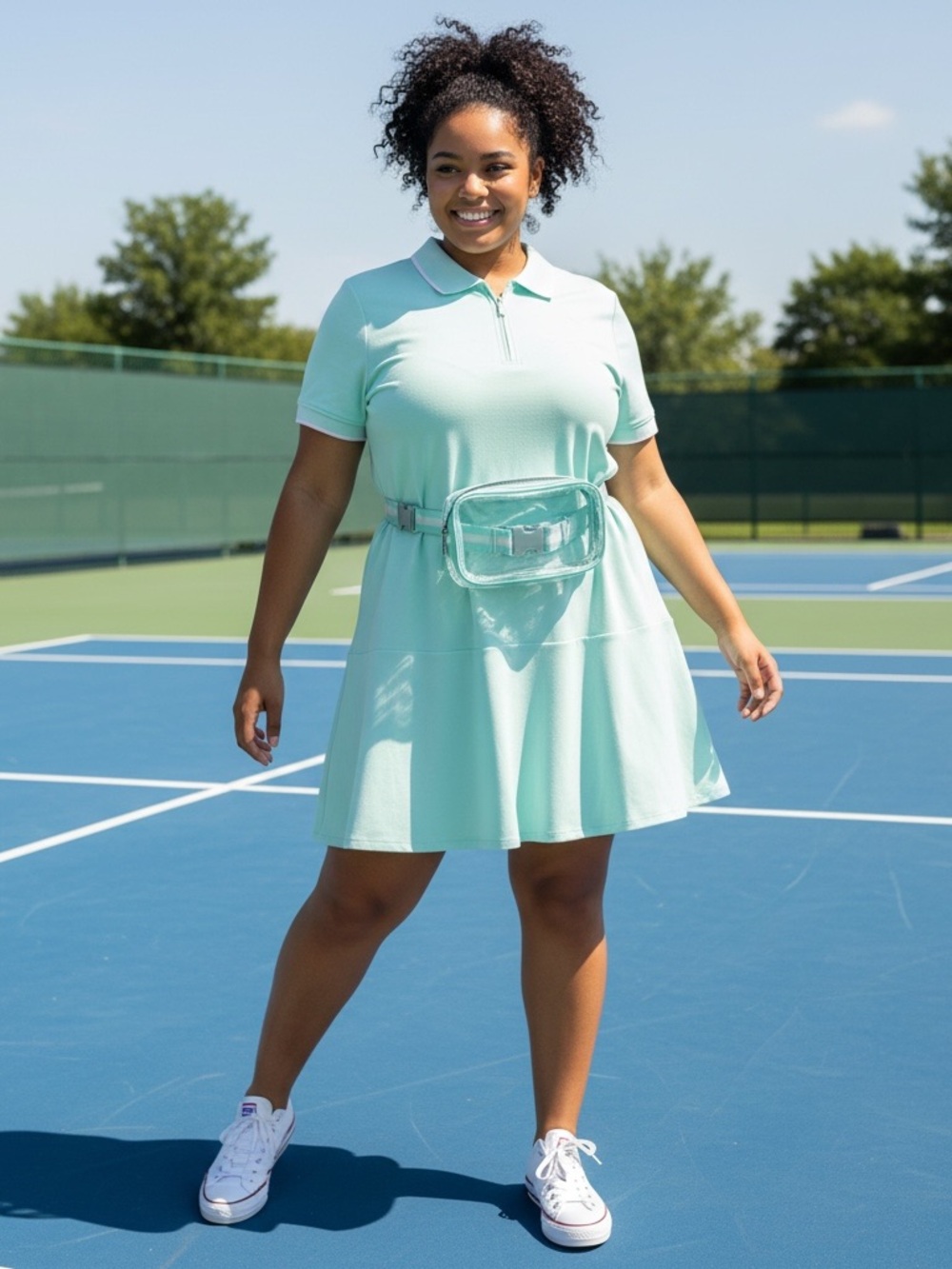 Tommy Bahama Mint Polo Skater Dress with Clear Belt Bag
